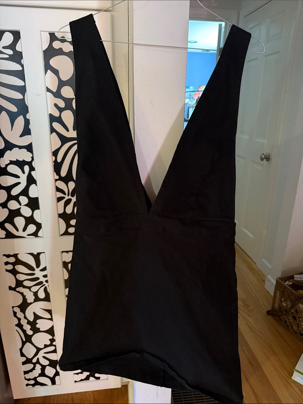 Black Deep V overall dress